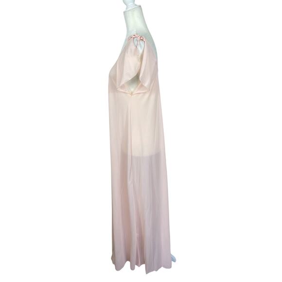 Vtg Blanche by Ralph Montenero Peach Nylon Full Length Gown Negligée Sheer Sz P - Picture 4 of 11